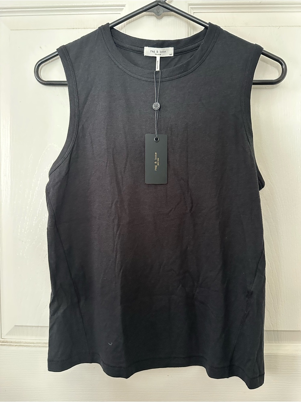 rag & bone Black Cotton Crewneck Tank Top